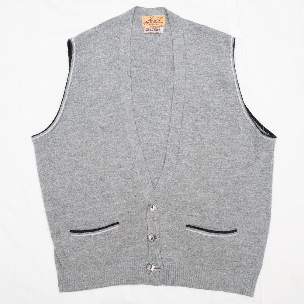 Vtg 60s Jersild Distinctive Sportswear Sleeveless Gray Cardigan Orlon Size‎ L